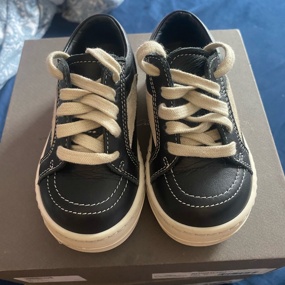 Rick Owens Black and White Low-Top Sneakers
